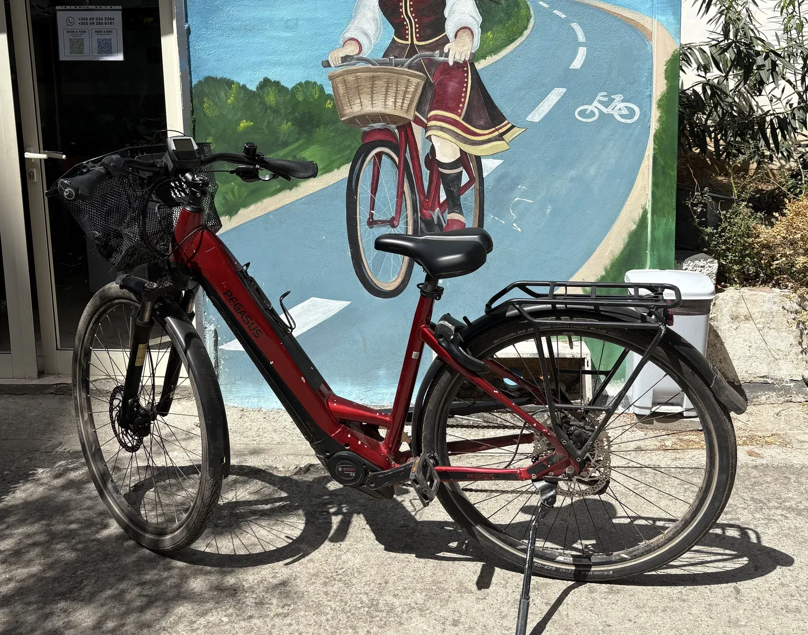 Opposite-side view of the actual red Pegasus e-bike