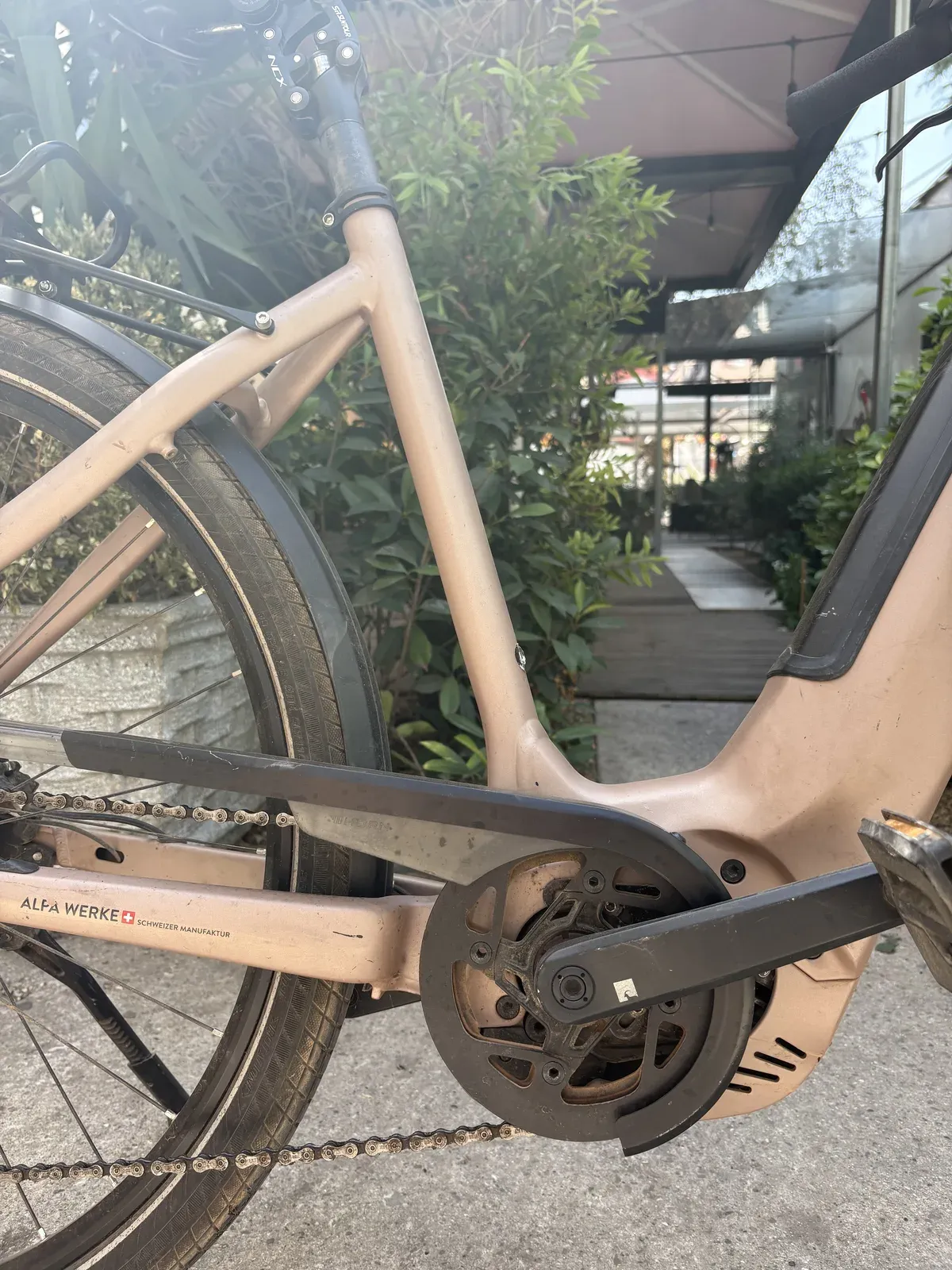 Cresta crank, motor area, battery frame and visible wear